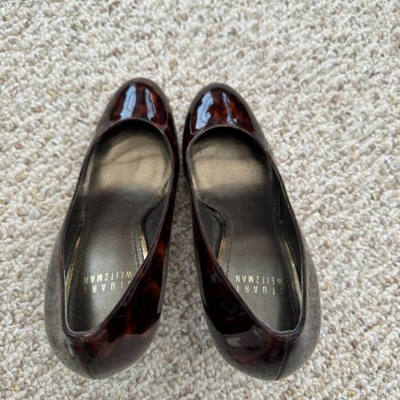 Stuart Weitzman Brown Leopard Print Tortoise‎ Patent Leather Pumps Size 8 - Picture 3 of 8